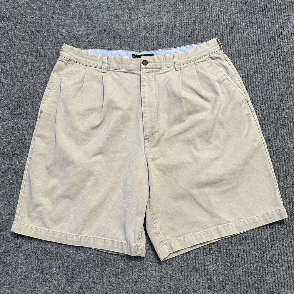 Tommy‎ Hilfiger Golf Shorts Mens Size 36 Beige Cotton Pleated Front High Rise